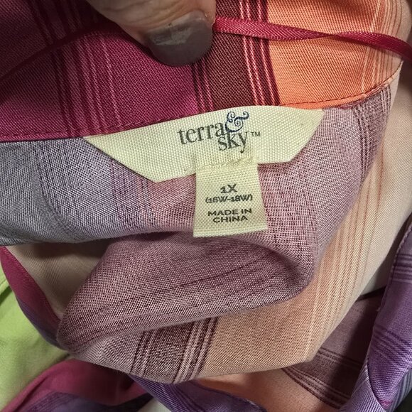 Rainbow Striped Button-Up Maxi Dress With Pockets 1XL - Picture 4 of 8